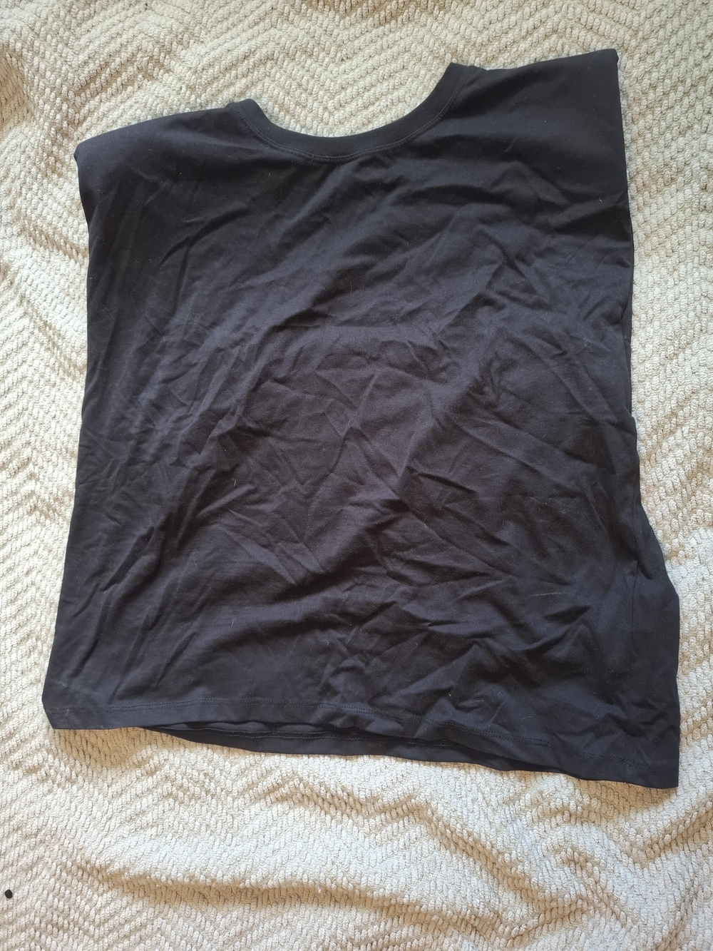 Zara Shoulder Pad Tank Top, Black Muscle Tee Size Large